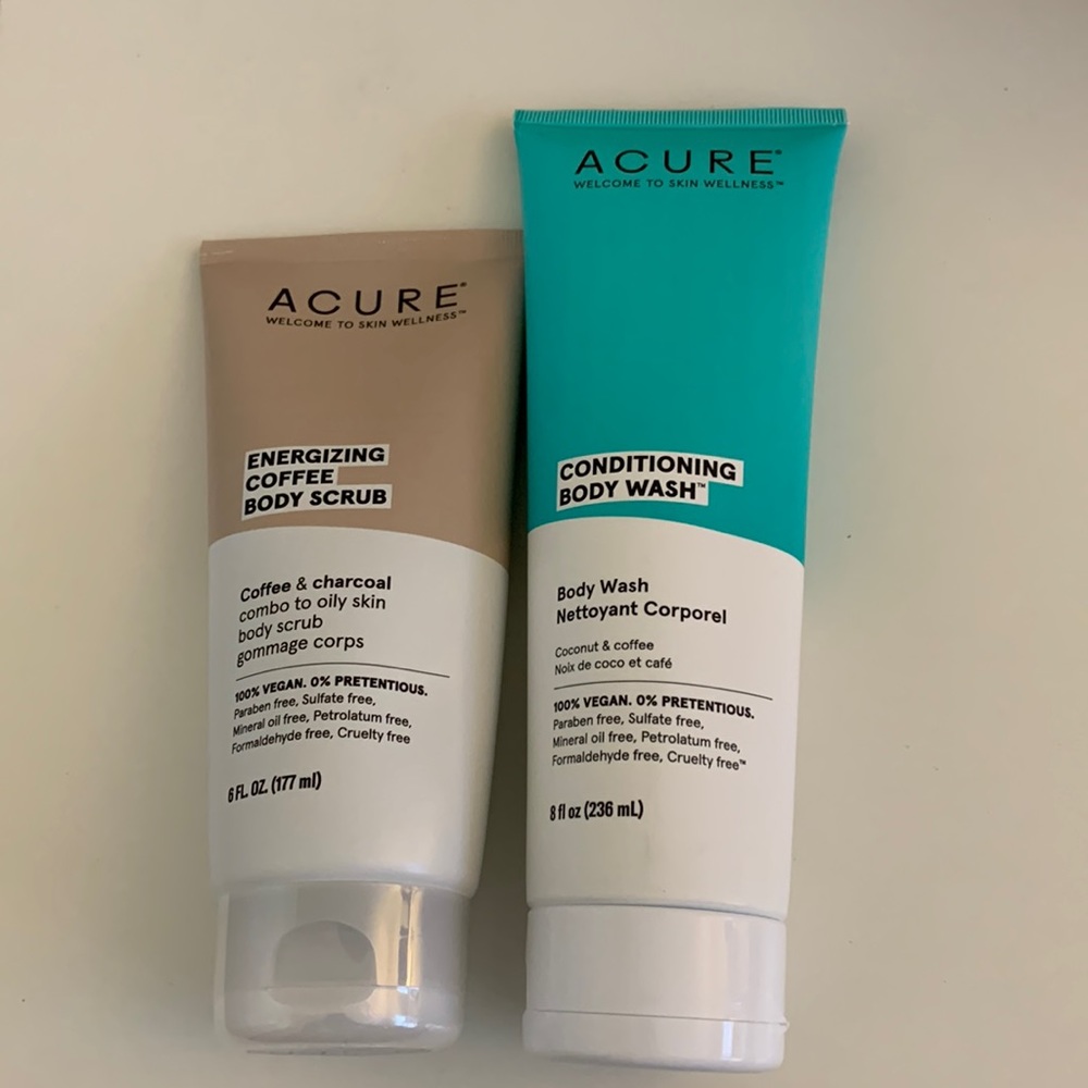 Bundle of Acure Energizing Coffee Body Scrub and Conditioning Body Wash